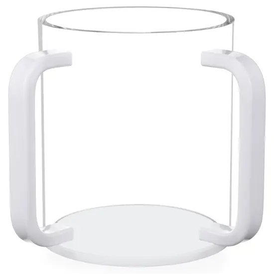 Clear Lucite Wash Cup with White Base and Handles {1}