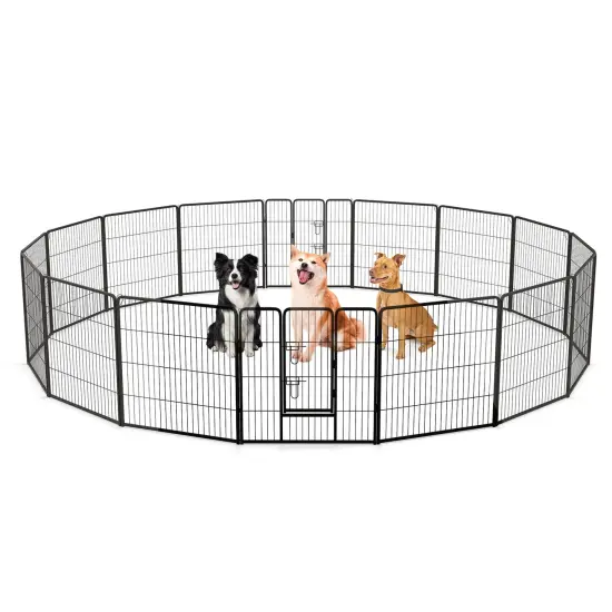 Black Metal Dog Playpen with Lockable Door and Customizable Size Options {2}