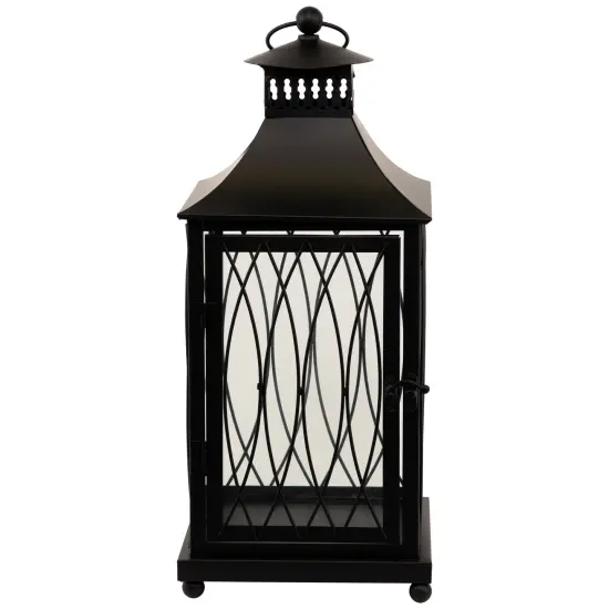 Northlight Lattice Style Metal Candle Lanterns - 22.75" - Black - Set of 3 {7}