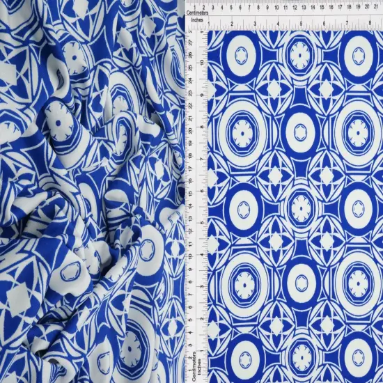 1 Yard DTY Geo Print Knit Fabric 190 GSM, 58/60&Prime; Wide Polyester Spandex Blend FUCHSIA {10}