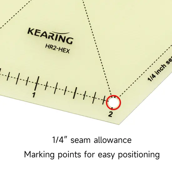 Kearing&reg; 5 Piece Hot Hem Ruler Template Set for Sewing, Patented Heat Resistant Non-Slip Hot Ironing Ruler 1/4&Prime; Seam Allowance and Marking Points, 2 Inches {2}