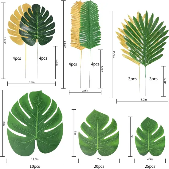 77 Pieces 9 Kinds Artificial Palm Leaves {2}