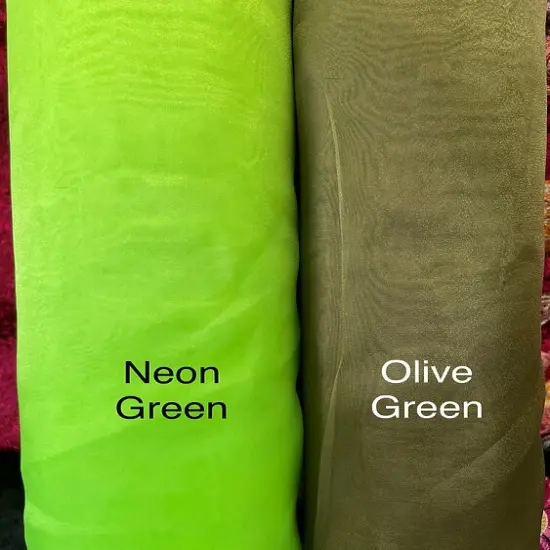 1 Yard Neon Green Sheer Organza Fabric Shiny Polyester for Costumes Decorations Crafts {2}