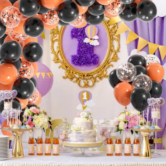 Orange and Black Confetti Party Balloon(Black Orange) {4}