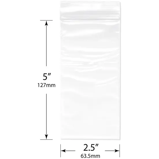 Plymor 2.5" x 5", 2 Mil Zipper Reclosable Plastic Bags {3}