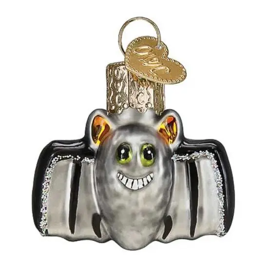 Old World Christmas 1.5 Inch Mini Bat Halloween Tree Ornament , Halloween Decor Gray {1}
