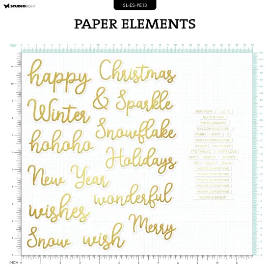 Studio Light Essentials Paper Elements 40/Pkg-Nr. 13. Golden Sentiments {5}