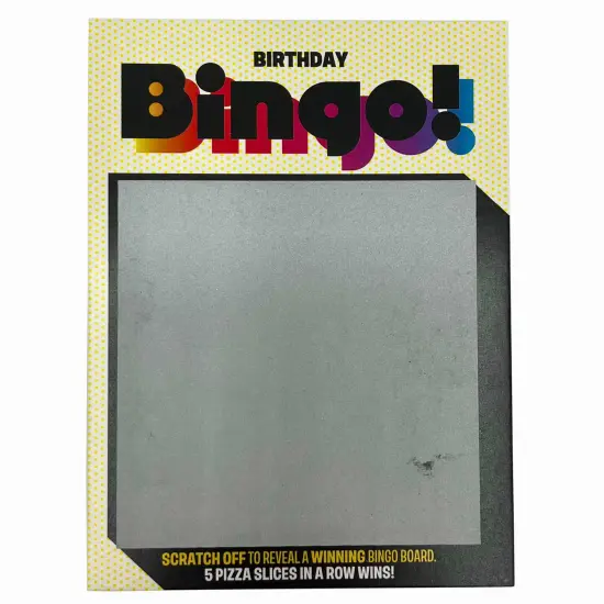 Grand Prix International: Bingo Scratch Card Game: Birthday - Entertaining Party Activity, Reveal 5 Pizza Slices In A Row To Win, 26 Themed Cards {4}