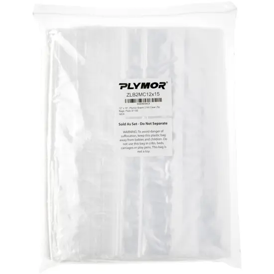 Plymor 12" x 15", 2 Mil Zipper Reclosable Plastic Bags {4}