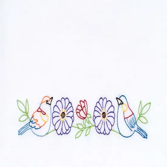 Jack Dempsey Stamped Pillowcases W/White Perle Edge 2/Pkg-2 Birds {4}