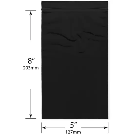 Plymor 5" x 8", Black 2 Mil Zipper Reclosable Plastic Bags {3}