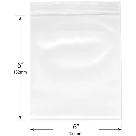 Plymor 6" x 6", 6 Mil Industrial Duty Zipper Reclosable Plastic Bags {3}