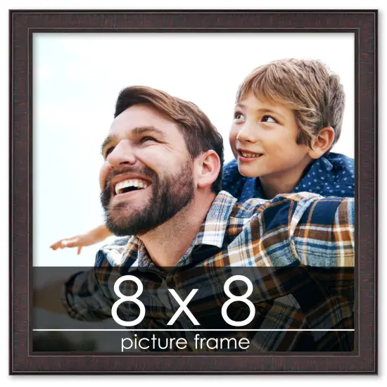 Square Textured Brown Picture Frame - UV Acrylic, Foam Board Backing, Hanging Hardware {1}