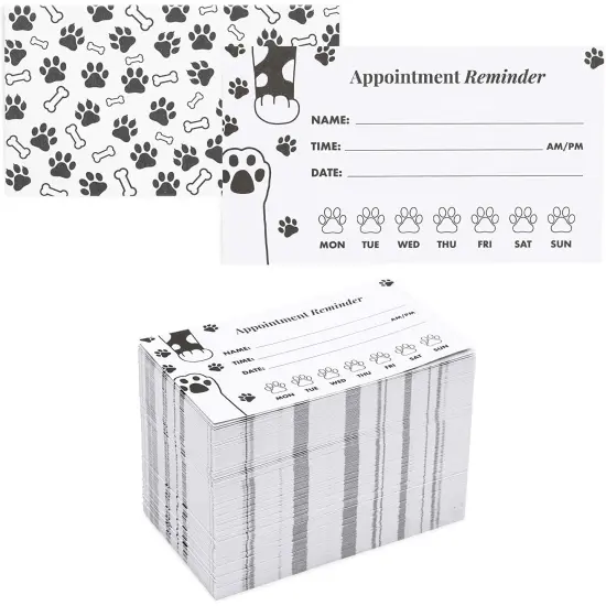 Paw Print Appointment Reminder Cards, Vet Office Supplies (3.5 x 2 In, 200 Pack) Pink {1}