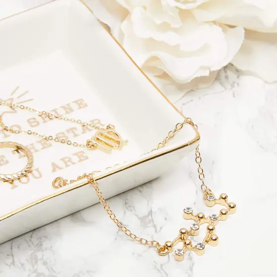 Virgo Zodiac Necklace and Bracelet, Astrology Jewelry Sets for Women Gold {3}