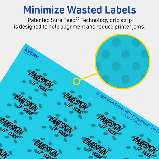Avery Bright Blue Paper Labels, 1" x 1.5" Rectangle {4}