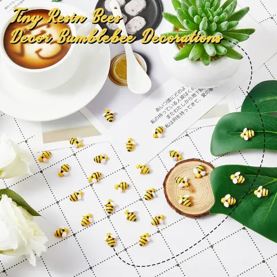 60 Pcs Tiny Resin Bees for Crafts Bulk Small Mini Plastic 3D Flatback Bee Charm Embellishments for Summer Honey Themed Decor Art DIY Crafts Home Decoration {2}