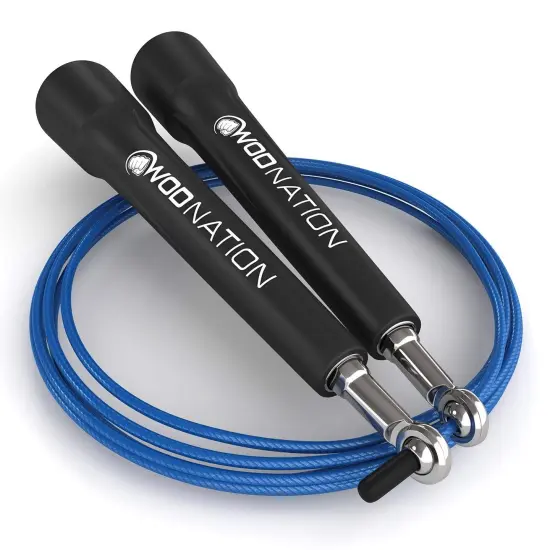 WOD Nation Adjustable Speed Jump Rope For Men, Women & Children - Blazing Fast Fitness Skipping Rope Perfect for Boxing, MMA, Endurance - Black {2}