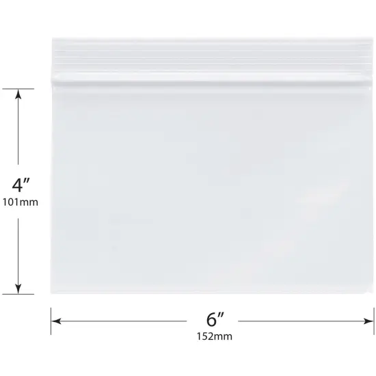Plymor 6" x 4", 4 Mil Heavy Duty Zipper Reclosable Plastic Bags {3}