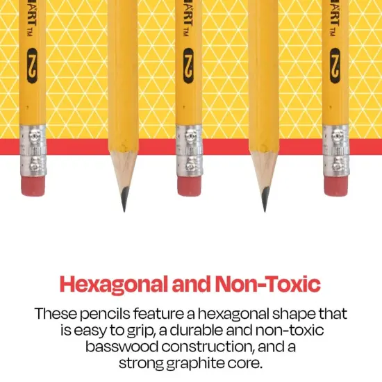 School Smart No 2 Pencils, Pre-Sharpened, Hexagonal with Latex-Free Erasers, Pack of 144 {6}
