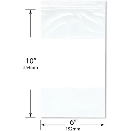 Plymor 6" x 10" (Pack of 100), 2 Mil White-Block Zipper Reclosable Plastic Bags {3}