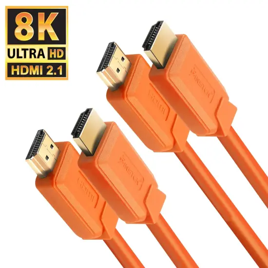 Insten - 2 Pack 1.5 ft HDMI High Speed Cable, 2.1 Version, 8K 60Hz, 48Gbps, PVC Cable, Gold Connectors, Orange {2}