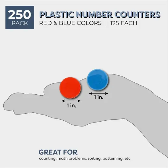 Plastic Counting Chips for Math, Bingo, Poker (2 Colors, 1 In, 250 Pieces) {2}