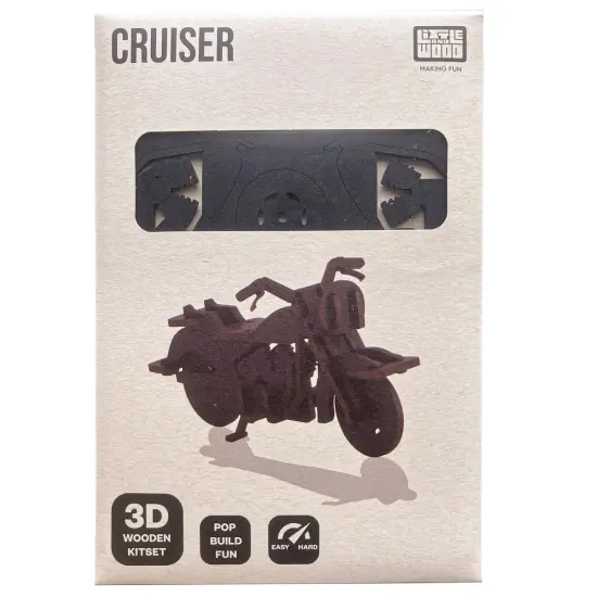Little & Wood: Woodlet: Medium - Cruiser - Black, 3D Wooden Kit-Set, Vintage Motorcycle Puzzle, Easy Assembly Model Vehicle, Pop Build Fun, Ages 6+ {4}
