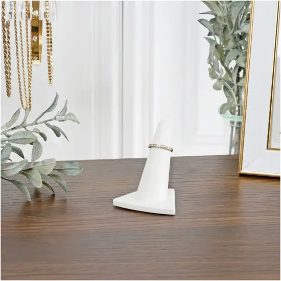 Plymor White Rubber Ring Finger Display, Single on Triangular Base, 2" W x 1.625" D x 2.125" H {4}