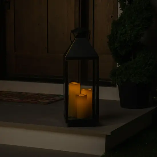 Northlight Lantern with Flameless LED Candles - 24" - Gold and Brushed Black {4}