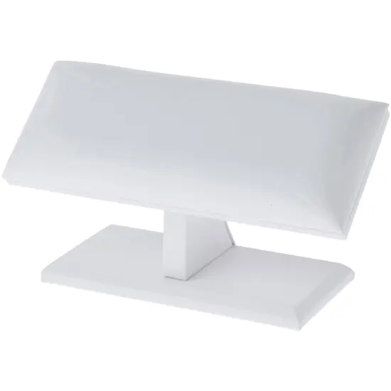 Plymor White Faux Leather Cushion Top T-Bar Bracelet Display Stand, 7.25" W x 3.25" D x 4.5" H {1}