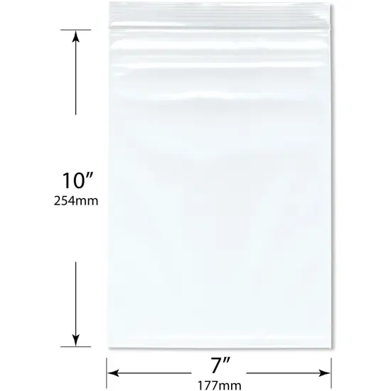 Plymor 7" x 10" (Pack of 100), 4 Mil Heavy Duty Zipper Reclosable Plastic Bags {3}