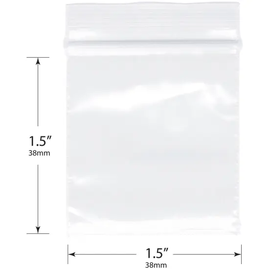 Plymor 1.5" x 1.5", 2 Mil Zipper Reclosable Plastic Bags {3}