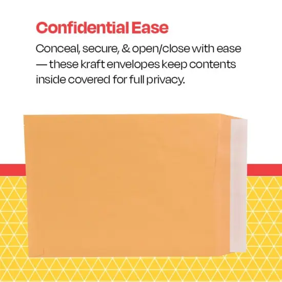 School Smart Kwik-Tak Envelopes, 9 x 12 Inches, 28 lb, Kraft Brown, Box of 100 {5}