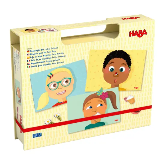 HABA Magnetic Puzzle Funny Faces Mix & Match Game for Toddlers, Travel-Friendly Busy Board and Road Trip Toy for Kids, Toddler Activities for Ages 3+ Multicolor {6}