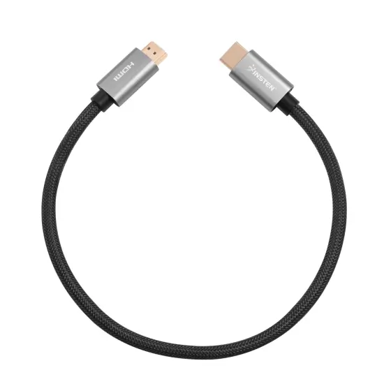 Insten - 1.5 Feet HDMI Male to Male Cable, 2.1 Version, 8K 60Hz, 48Gbps, Gold Connectors, Nylon Braided, Black {7}