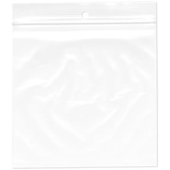 Plymor 5" x 5", 2 Mil with Hang-Hole Zipper Reclosable Plastic Bags {1}