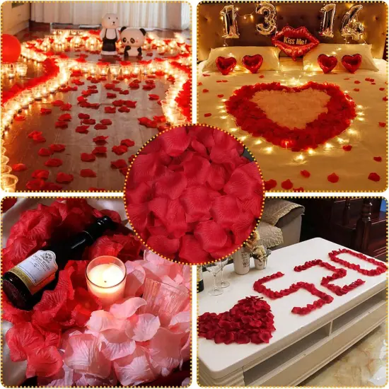 3000Pcs Rose Petals with 36Pcs LED Tea Lights Candles, Rose Petals for Romantic Night for Her Set, Romantic Decorations for Special Night, Valentine's Day, Wedding, Anniversary Decorations {5}