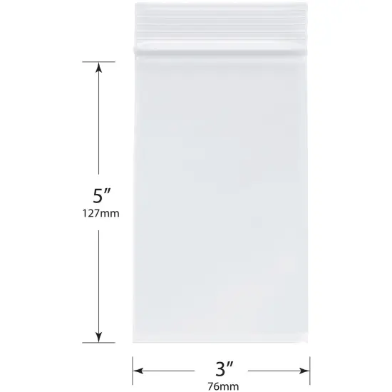 Plymor 3" x 5", 2 Mil Zipper Reclosable Plastic Bags {3}