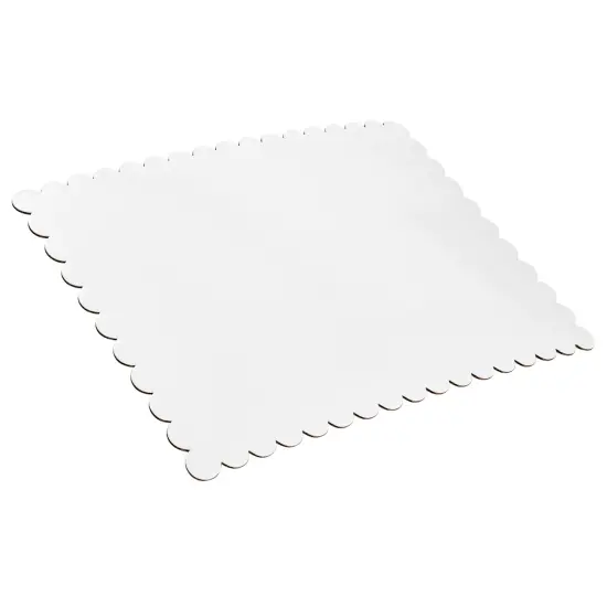 White Foil Cake Boards, Scalloped Rectangle Dessert Base (14 x 10 In, 25 Pack) {7}
