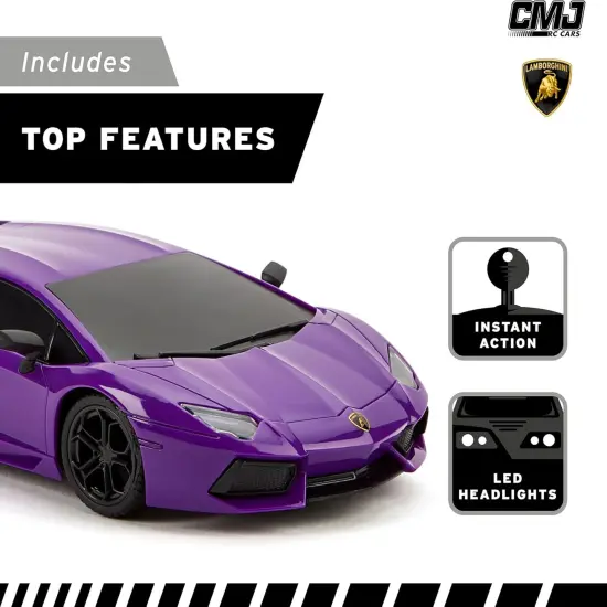 CMJ RC Cars: Lamborghini LP700-4 - Purple - 1:24 Scale, Remote Control Radio Vehicle, 2.4 Ghz, LED Headlights, Indoor-Outdoor Racing Toy, Licensed {7}