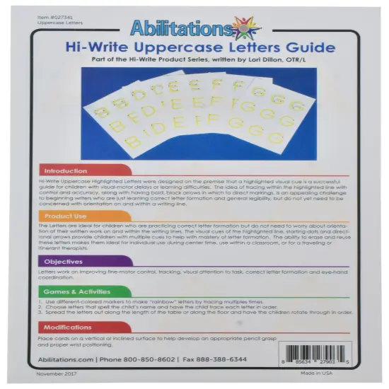 Abilitations Hi-Write Alphabet Paper, Uppercase, 100 Sheets {3}