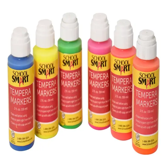 School Smart Tempera Paint Daubers, Poster Marker Set, Fluorescent Neon Colors, Pack of 6 {1}
