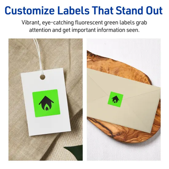 Avery Neon Green Paper Labels, 1" x 1" Square {3}