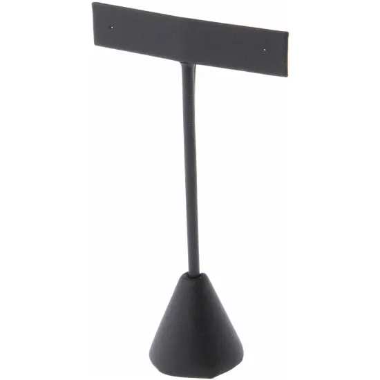 Plymor Black Faux Leather "T" Style, Single Pair Earring Display Stand, 2.5" W x 1.25" D x 4.5" H {1}