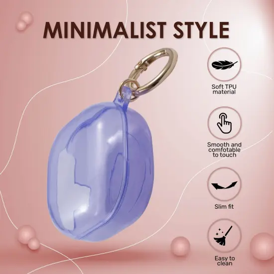 Insten Case For Samsung Galaxy Buds Pro Case (2021) / Galaxy Buds Live Case (2020) Soft TPU Protective Cover with Keychain, Support Wireless Charging, Clear Purple {3}