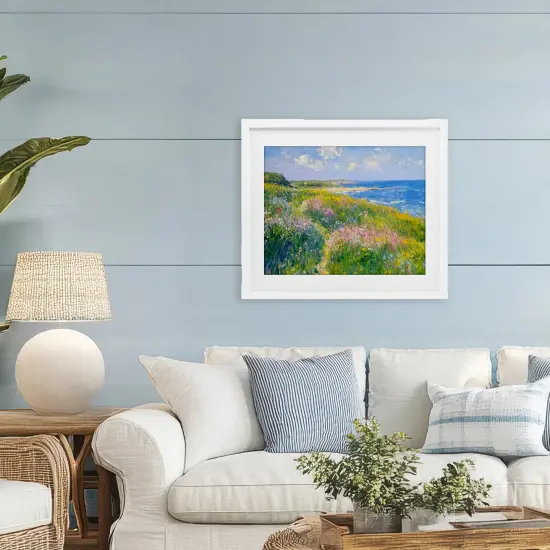 Stupell Industries Impressionist Smudged Coast Framed Print Under Glass, design by Petal Prints Design {2}