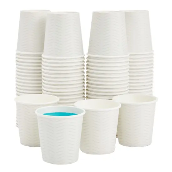 100 Pack 4 Oz Mini Disposable Paper Cups for Espresso, Mouthwash, Tea, Coffee - Plain White {7}