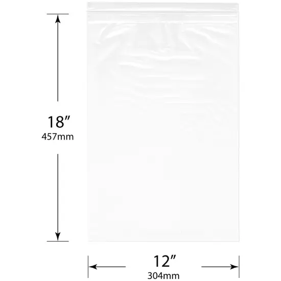 Plymor 12" x 18", 2 Mil Zipper Reclosable Plastic Bags {3}