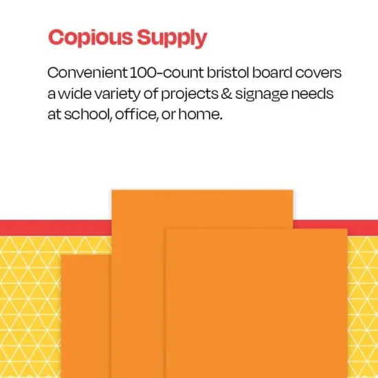 School Smart Folding Bristol Board, 9 x 12 Inches, Orange, Pack of 100 {5}